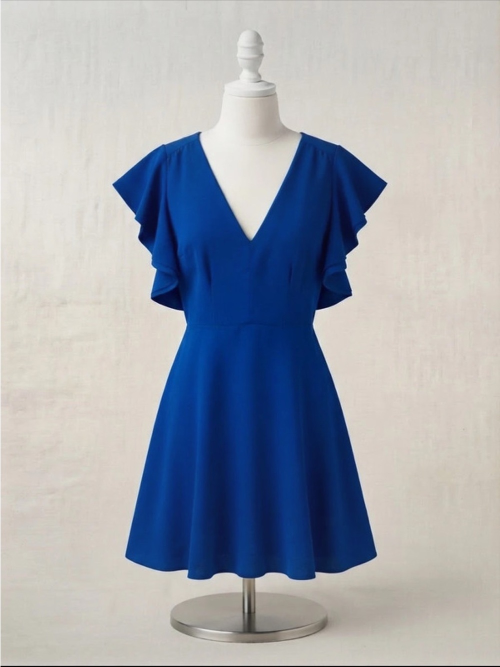 Vestido Papaya azul rey espalda descubierta volantes Talla M